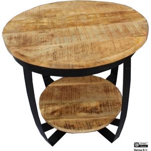 Mangoe Iron Paras Sidetable Wooden Top 60