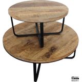 Iron Round Coffee Table Natural Finish (Set of 2)