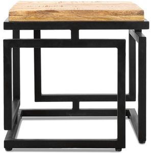 Koffietafel - Vierkant - 45cm - Mangohout - Staal - Poedercoating