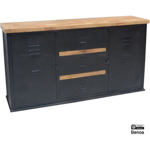 Dressoir Lynn metaal en mangohout 120x60 cm - Zwart