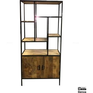 Benoa Chester Iron & Wooden 2 Door Bookshelf 85 cm