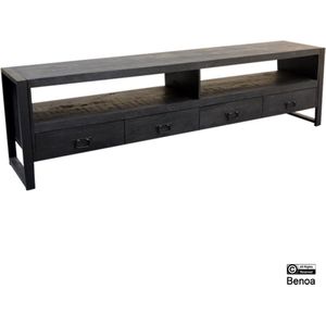 MD Interior Dusk tv meubel met lades mangohout zwart 220x45x60cm