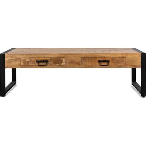 Salontafel Britt mangohout met 2 Lades 140x70 cm - Naturel