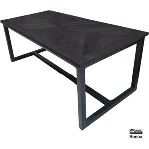 Eettafel Jax visgraat mangohout 160x90 cm - Zwart