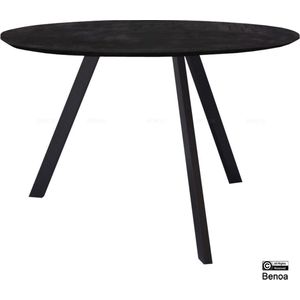 Eettafel Mangohout Berlin Zwart – Rond – 130 cm