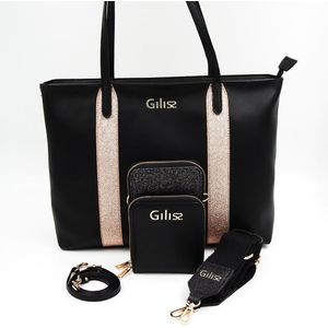 Handtassen - Dames - Set - Shopper en Telefoontasje - Giliss Fashion - Zwart
