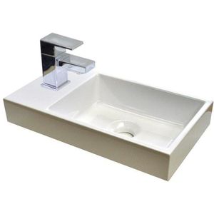 Sanicare Q40 fontein 40x22cm voor meubel 1 kraangat zonder overloop mineraalmarmer wit 3000040