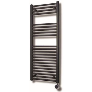 Sanicare elektrische design radiator 45x112cm zwart met thermostaat rechts zwart