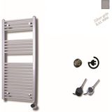 Sanicare Elektrische Design Radiator - 111.8 x 60 cm - 730 Watt - thermostaat chroom rechtsonder - zilver grijs HRAEC601118/Z