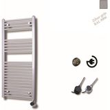 Sanicare Elektrische Design Radiator - 111.8 x 60 cm - 730 Watt - thermostaat zwart rechtsonder - zilver grijs HRAEZ601118/Z