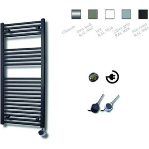 Sanicare mat zwart Electrische radiator met thermostaat HVE zwart rechts 60x111,8 cm. (VRD)