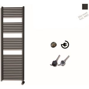 Elektrische Design Radiator Sanicare Plug En Play 172 x 45 cm Mat Zwart Thermostaat Chroom 920 Watt