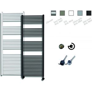 Sanicare mat zwart Electrische radiator met thermostaat HVE zwart rechts 45x172 cm. (VRD)