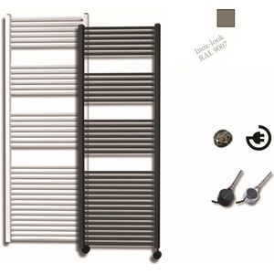 Sanicare elektrische design radiator 60x172cm inox-look met thermostaat rechts zwart