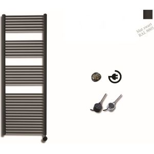 Sanicare elektrische design radiator 60x172cm zwart met thermostaat rechts chroom