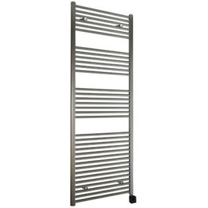 Sanicare elektrische design radiator 60x112cm inox-look met Bluetooth en thermostaat rechts zwart