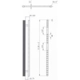Elektrische design radiator sanicare plug & play 111,8x45 cm inox look 596 watt met chroom thermostaat links