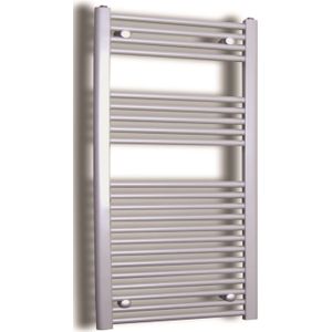 Elektrische design radiator sanicare plug & play 111,8x45 cm inox look 596 watt met chroom thermostaat links