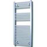 Elektrische design radiator sanicare plug & play 111,8x45 cm zilver grijs 596 watt met zwarte thermostaat links