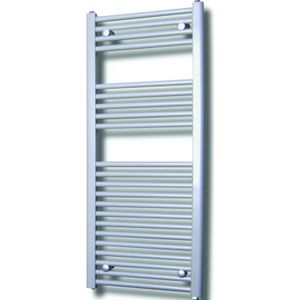 Elektrische design radiator sanicare plug & play 111,8x45 cm zilver grijs 596 watt met zwarte thermostaat links