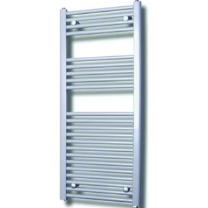 Elektrische design radiator sanicare plug & play 111,8x60 cm zilver grijs 730 watt met chroom thermostaat links