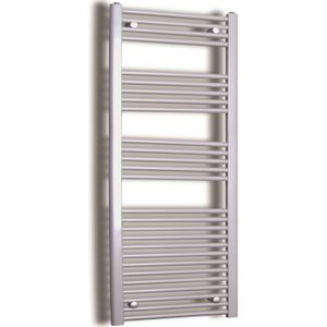 Elektrische design radiator sanicare plug & play 172x45 cm inox look 920 watt met zwarte thermostaat links