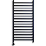 Elektrische radiator sanicare qubic 126.4x60 cm mat zwart met chrome thermostaat 773 watt