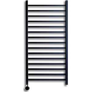 Elektrische radiator sanicare qubic 126.4x60 cm mat zwart met chrome thermostaat 773 watt