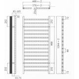 Elektrische radiator sanicare qubic 126.4x60 cm chroom met chrome thermostaat 565 watt