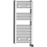 Elektrische design radiator sanicare plug & play 111,8x45 cm wit 596 watt met chroom thermostaat en bluetooth links