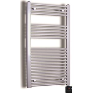 Elektrische design radiator sanicare plug & play 111,8x45 cm inox look 596 watt met chroom thermostaat en bluetooth links