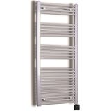 Elektrische design radiator sanicare plug & play 172x45 cm inox look 596 watt met zwarte thermostaat en bluetooth links