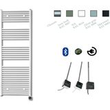 Elektrische design radiator sanicare plug & play 172x60 cm wit 730 watt met zwarte thermostaat en bluetooth links