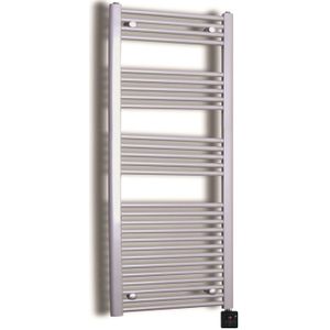 Elektrische design radiator sanicare plug & play 172x60 cm inox look 730 watt met zwarte thermostaat en bluetooth links