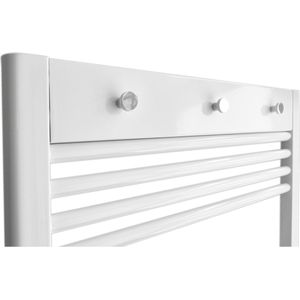 Handdoekhouder paneel sanicare 52x9x3 cm wit met 3 chromen handdoekknoppen