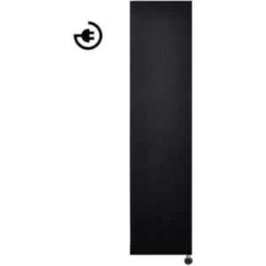 Sanicare electrische design radiator Denso 180 x 40 cm. mat zwart met thermostaat chroom (rechtsonder) HRSEC401800/A