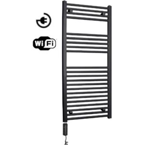 Radiator sanicare snode met wifi 111,8x45 cm zwart met thermostaat chroom