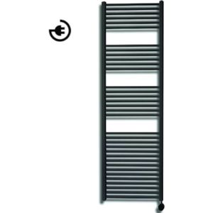 Sanicare electrische design radiator 172 x 45 cm. mat zwart met WiFi thermostaat chroom HRAWC451720/A