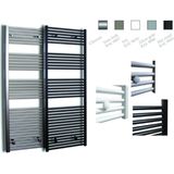 Radiator sanicare snode met wifi 172x45 cm zilver grijs met thermostaat zwart