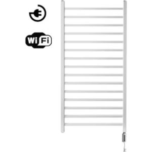 Sanicare electrische design radiator Qubic 126,4 x 60 cm. wit met WiFi thermostaat chroom HRDWC601264/W