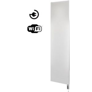Radiator sanicare denso met wifi 180x40 cm mat wit met thermostaat zwart rechtsonder