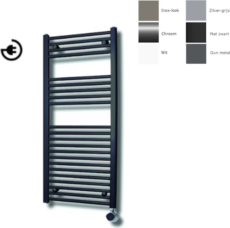 Sanicare - Elektrische Design Radiator - Gunmetal - 45x112cm - Met Thermostaat