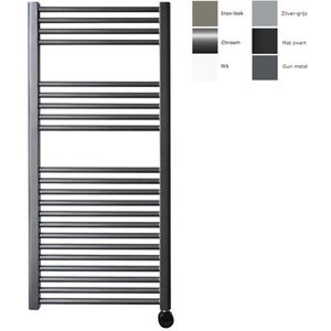 Sanicare elektrische design radiator 45x112cm gunmetal met thermostaat links zwart