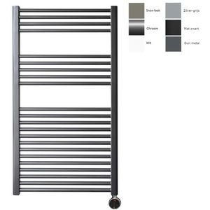 Sanicare elektrische design radiator 60x112cm gunmetal met thermostaat links chroom