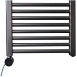 Sanicare electrische design radiator 172 x 60 cm. Gun metal met thermostaat chroom (linksonder) HRLEC601720/M