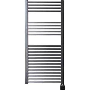 Sanicare electrische design radiator 111,8 x 45 cm. Gun metal BLUETOOTH met thermostaat chroom (rechtsonder HRABC451118/M