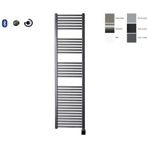 Sanicare elektrische design radiator 45x172 gunmetal met Bluetooth en thermostaat links chroom