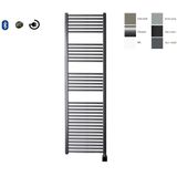 Sanicare electrische design radiator 172 x 60 cm. Gun metal met BLUETOOTH thermostaat chroom (rechtsonder) HRABC601720/M