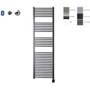 Sanicare electrische design radiator 172 x 60 cm. Gun metal met BLUETOOTH thermostaat chroom (linksonder) HRLBC601720/M