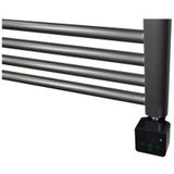 Sanicare electrische design radiator 172 x 60 cm. Gun metal met BLUETOOTH thermostaat zwart (linksonder) HRLBZ601720/M